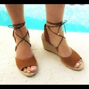 Romena lace up suede espadrille wedge sandal